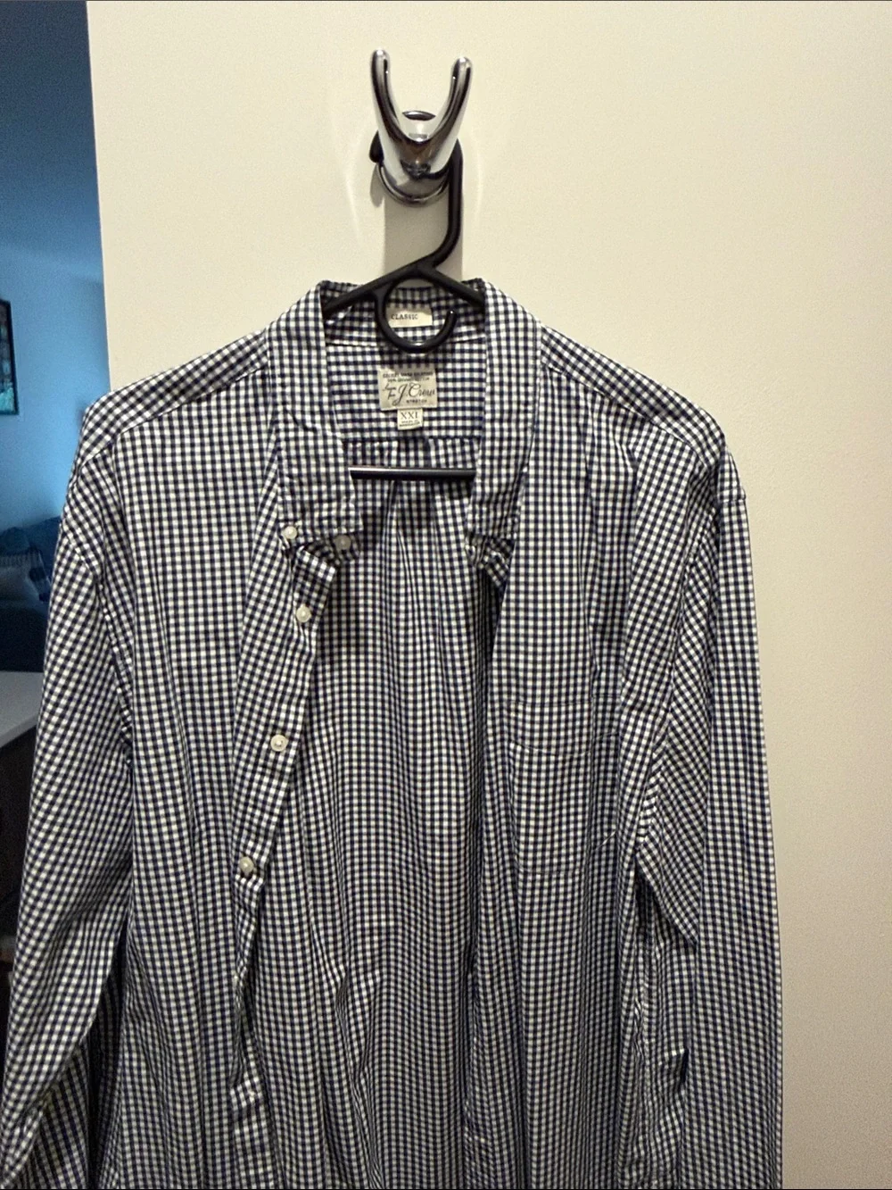 J. Crew Navy and White Gingham Button-Down Shirt